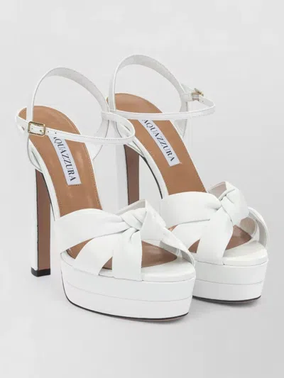 Aquazzura Nina 130mm Platform Sandals Ankle Strap In White