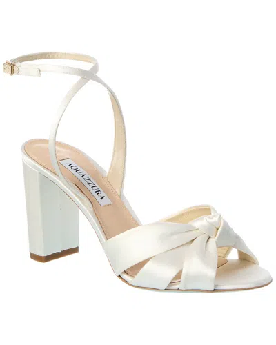 Aquazzura Nina 85 Satin Sandal In White