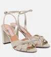 Aquazzura 'nina' Metallic Sandals With Open Toe And High Block Heel In Tweed Woman In Silver
