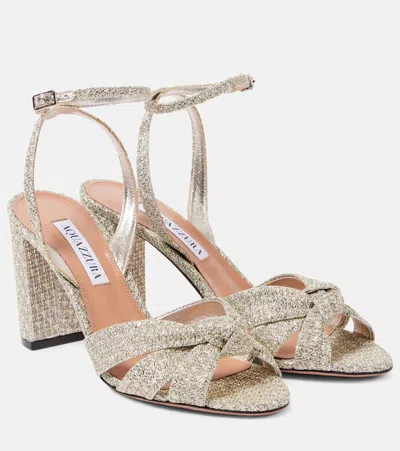 AQUAZZURA NINA 85 TWEED SANDALS