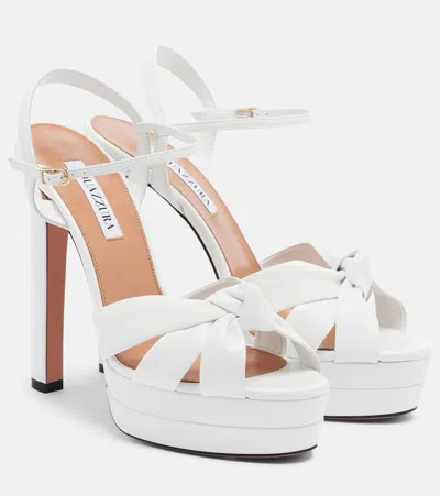 Aquazzura Nina Leather Platform Sandals In White