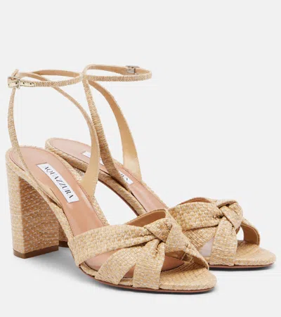 Aquazzura Nina Raffia Slingback Sandals In Neutral