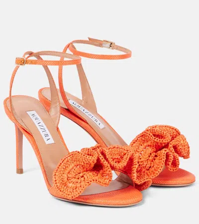 Aquazzura Noches Tropicales 85 Raffia Sandals In Orange