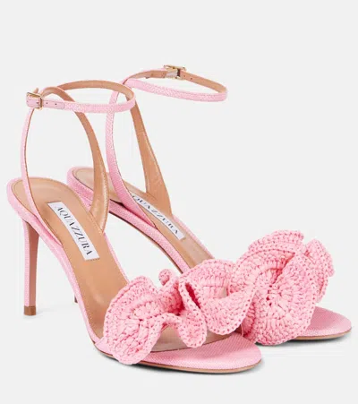 Aquazzura Noches Tropicales 85 Ruffled Sandals In Petal Rose