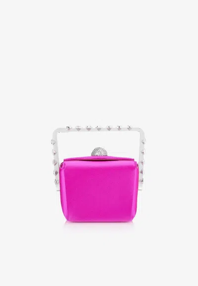 Aquazzura Noodle Box Satin Top Handle Bag In Pink