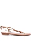 Aquazzura Oaxaca Knotted Leather Flat Sandals In Brown