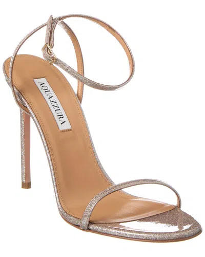 Aquazzura Olie 105 Metallic Leather Sandals In Silver