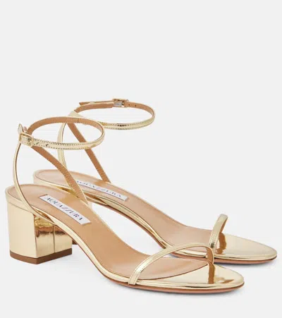 Aquazzura Olie 50 Faux Leather Sandals In Gold