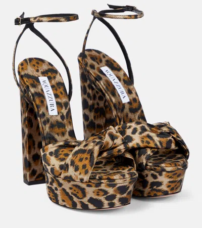 Aquazzura Olie Plateau 140 Leopard-print Sandals In Brown