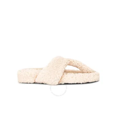 Aquazzura Open Box -  Ladies Beige Relax Flat Footbed Slippers In White