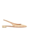 Aquazzura Purist Slingback Woven Flat Pumps In Nude