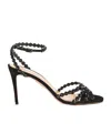 Aquazzura Tequila 85 Embellished Suede Sandals In Black