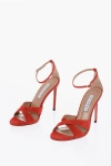 AQUAZZURA OPEN TOE SUEDE DIVINE ANKLE STRAP SANDALS 10,5CM