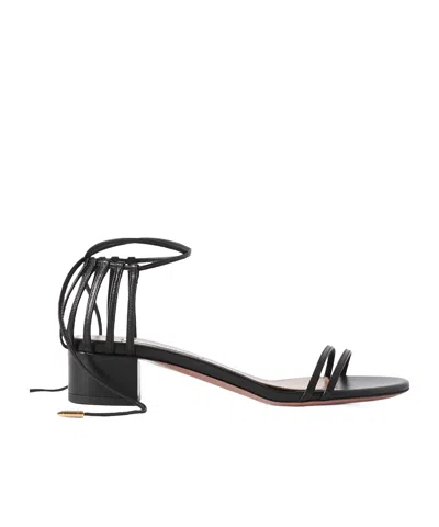 Aquazzura Straight To Heaven Leather Sandals In Black