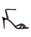 Aquazzura Tequila 85 Embellished Suede Sandals In Black