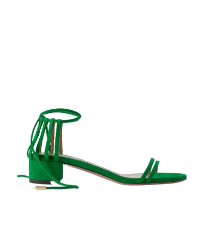 Aquazzura Straight To Heaven Suede Sandals In Green