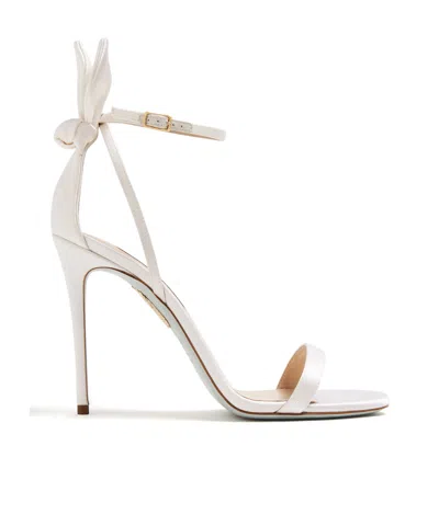 Aquazzura Bow Tie 105mm Leather Sandals In White