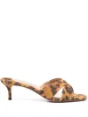 Aquazzura Divine 50 Leopard-print Leather Mules In Orange