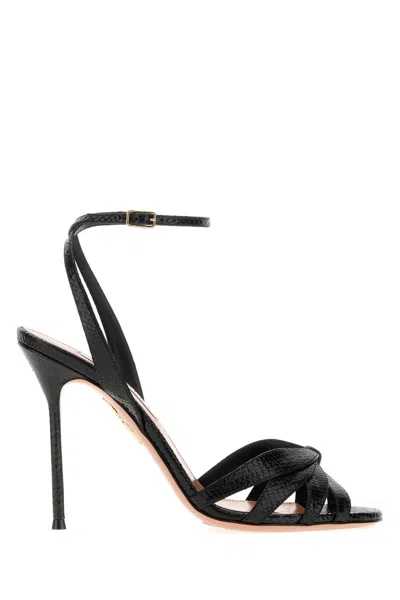 Aquazzura Oulmate Sandal 105 In Goat Leather And Calf Leather In Black