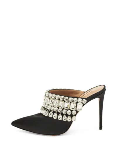 Pre-owned Aquazzura Palace Heeled Mules In Black