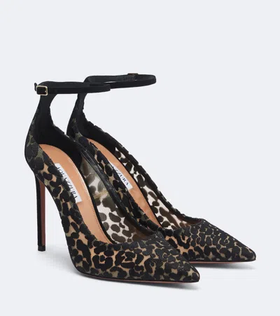 Aquazzura Panthera Leopard-print Mesh Pumps In Schwarz