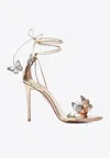 Aquazzura Papillion 105 Butterfly Applique Sandals In Metallic Nappa Leather