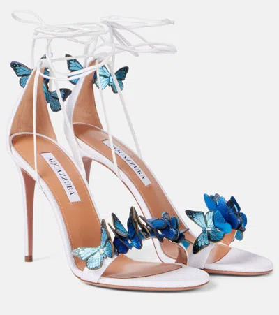 Aquazzura Papillon 105 Leather Sandals In White