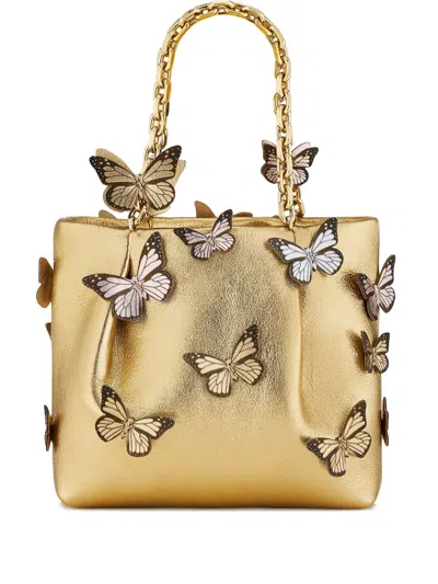 Aquazzura Papillon Butterfly-embellished Chain Tote Bag In Yellow