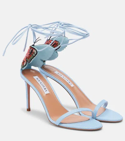 Aquazzura Papillon D'amour Embellished Sandals In Blue