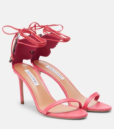 Aquazzura Papillon Damour Embellished Sandals In Pink