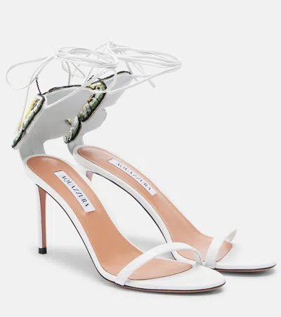 Aquazzura Papillon D'amour Leather Sandals In White