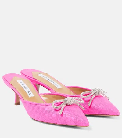 Aquazzura Parisina 50 Crystal-embellished Mules In Ultra Pink