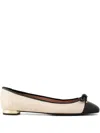 Aquazzura Parisina Bow Round-toe Ballet Flats In Neutral