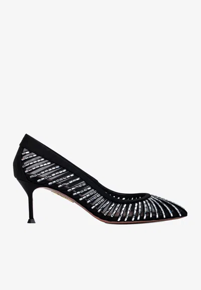 Aquazzura Passions 65 Crystal-embellished Pumps In Black
