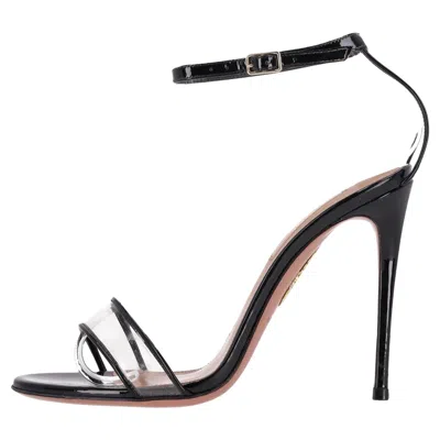 Pre-owned Aquazzura Patent Leather & Pvc Sandals In Black