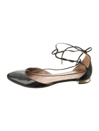 Pre-owned Aquazzura Patent Leather Ballet Flats In Black