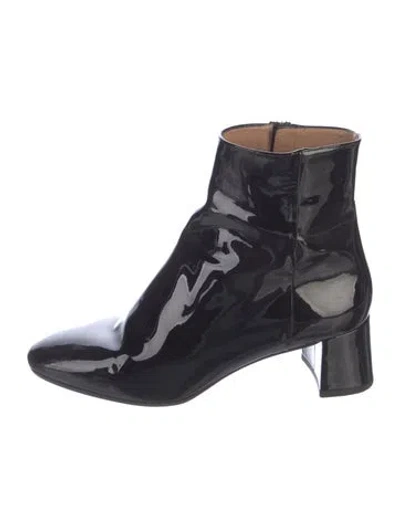Pre-owned Aquazzura Patent Leather Boots In Black