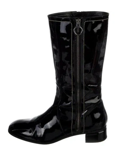 Pre-owned Aquazzura Patent Leather Boots In Black