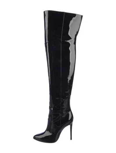 Pre-owned Aquazzura Patent Leather Boots In Black