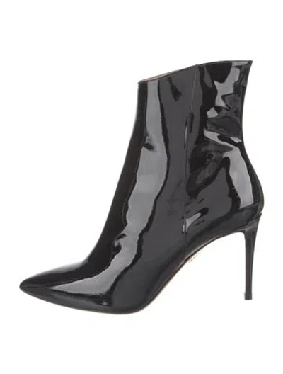 Pre-owned Aquazzura Patent Leather Boots In Black