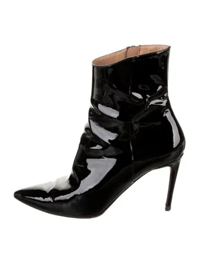 Pre-owned Aquazzura Patent Leather Boots In Black