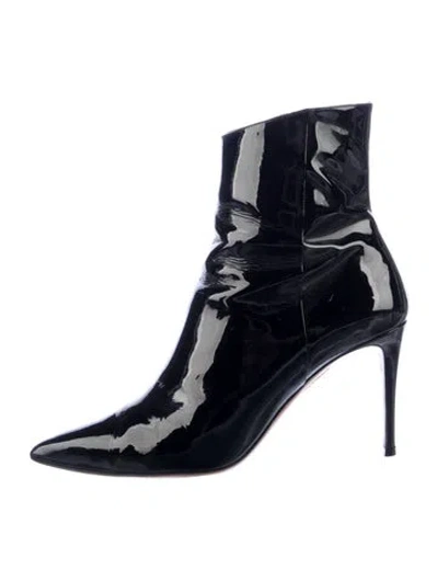 Pre-owned Aquazzura Patent Leather Boots In Blue