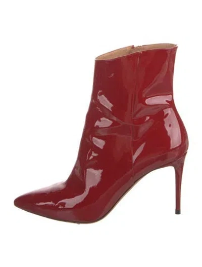 Pre-owned Aquazzura Patent Leather Boots In Red