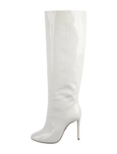 Pre-owned Aquazzura Patent Leather Boots In White