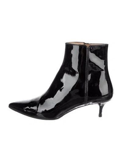 Pre-owned Aquazzura Patent Leather Chelsea Boots In Black