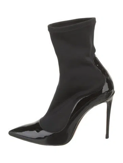 Pre-owned Aquazzura Patent Leather Sock Boots In Black
