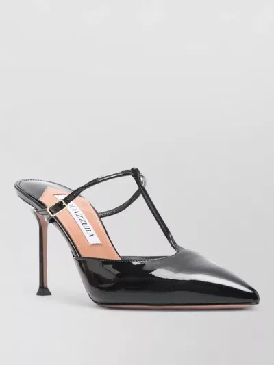 Aquazzura Patent T Strap Pointed Toe Pumps In Black