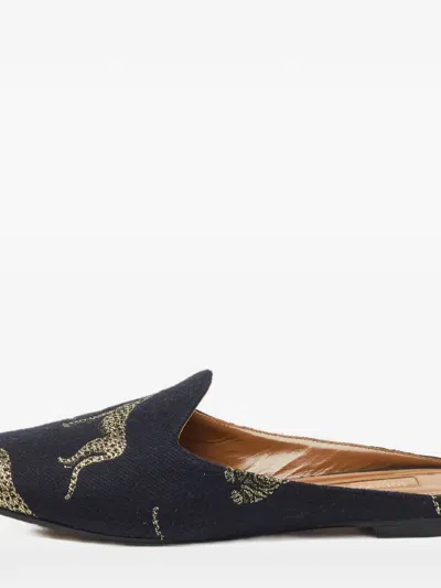 Pre-owned Aquazzura Patterned Mules In Blue