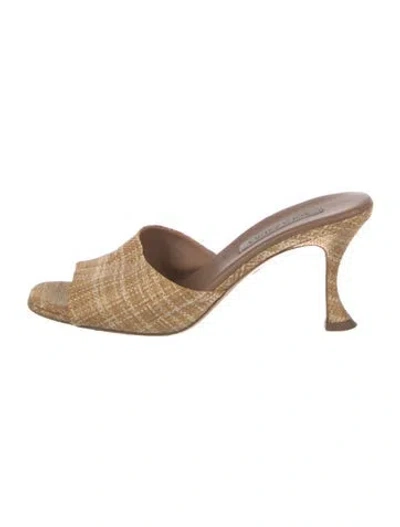Pre-owned Aquazzura Patterned Slides In Neutral