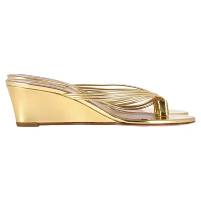 Aquazzura Pedi 45 Wedge Sandals In Gold Leather